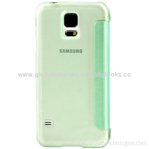 Horizontal Flip Leather Case with Call Display ID, for Samsung Galaxy S5/G900 (Green)